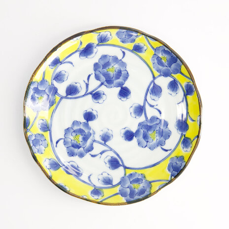 TOKYO DESIGN STUDIO - Botan Plate 16.5x2cm Yellow/Blue 22597 12/96