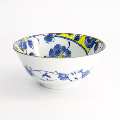 TOKYO DESIGN STUDIO - Botan Tayo Bowl 15.2x6.7cm Yellow/Blue 22601 6/48