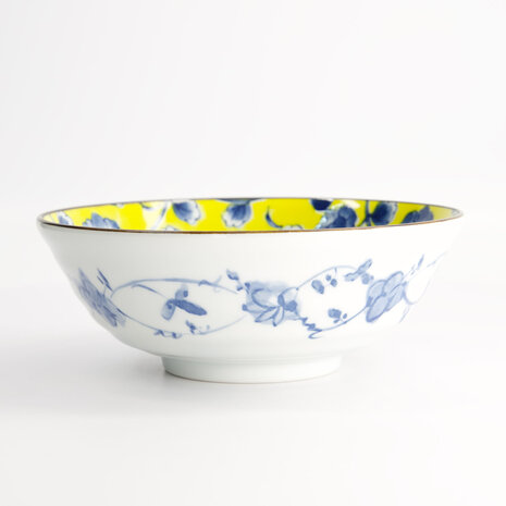 TOKYO DESIGN STUDIO - Botan Ramen Bowl 20.5x7.8cm 1000ml Yellow/Blue 22602 3/36