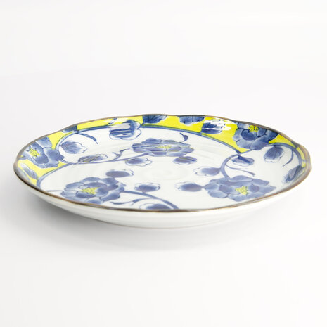 TOKYO DESIGN STUDIO - Botan Plate 21.6x2.5cm Yellow/Blue 22598 6/36