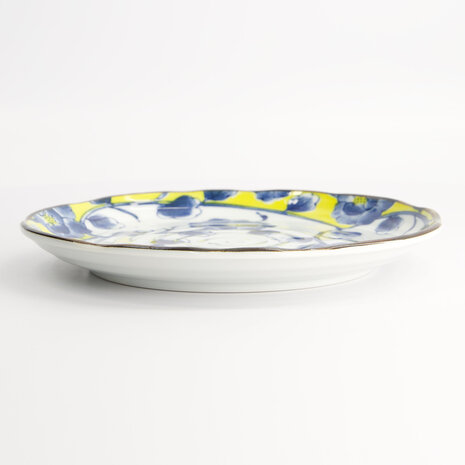 TOKYO DESIGN STUDIO - Botan Plate 21.6x2.5cm Yellow/Blue 22598 6/36