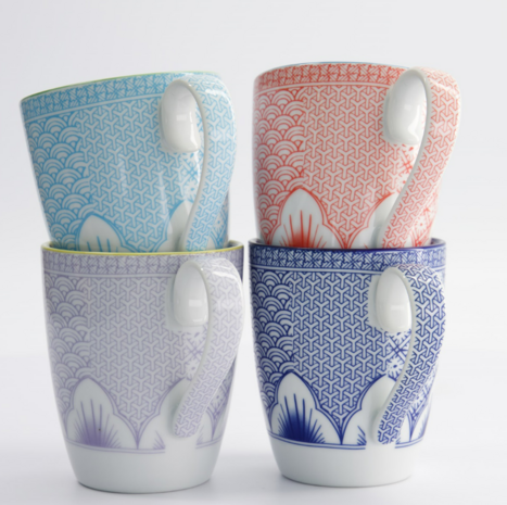 TOKYO DESIGN STUDIO - Lily Flower 4pcs Mug Giftset 8.8 x10.5cm 350ml 21709 26A 1/6