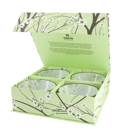 TOKYO DESIGN STUDIO - Green Cosmos Bowl Giftset 4pcs 13x6cm 350ml 2D 22024 1/6