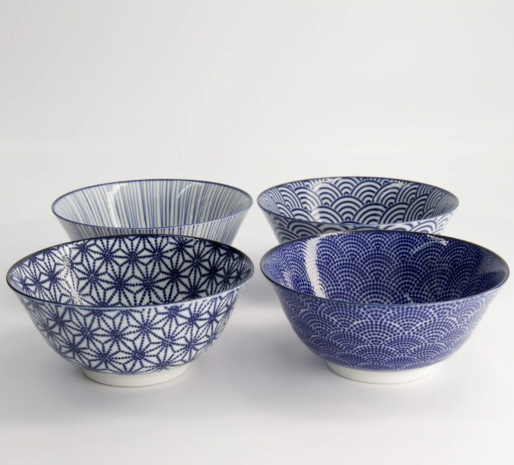 TOKYO DESIGN STUDIO - Nippon Blue Tayo Bowl Giftset 4pcs 15.2x6.7cm 500ml TN-08/ABDF 1/6