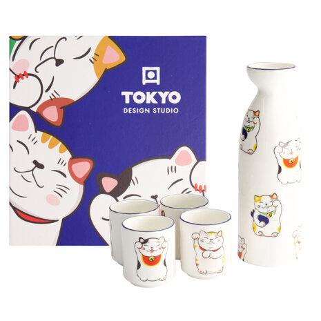 TOKYO DESIGN STUDIO - Kawaii Lucky Cat Sake Set 1:4 220/50ML 21690 1/8