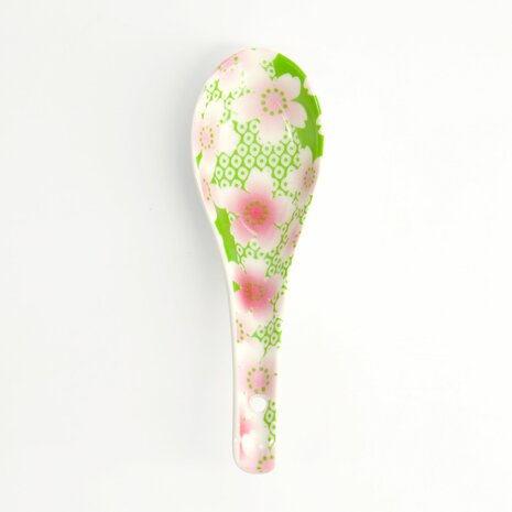 TOKYO DESIGN STUDIO - Kawaii Flower Soup Spoon Green 13.8x4.8cm 21178 12/144