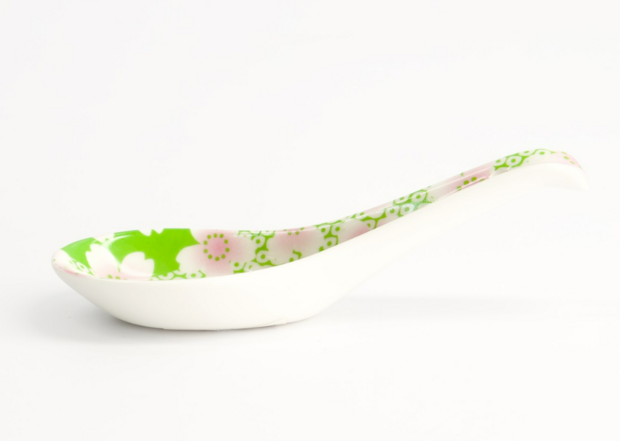 TOKYO DESIGN STUDIO - Kawaii Flower Soup Spoon Green 13.8x4.8cm 21178 12/144