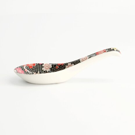 TOKYO DESIGN STUDIO - Kawaii Flower Soup Spoon Black 13.8x4.8cm 21179 12/144