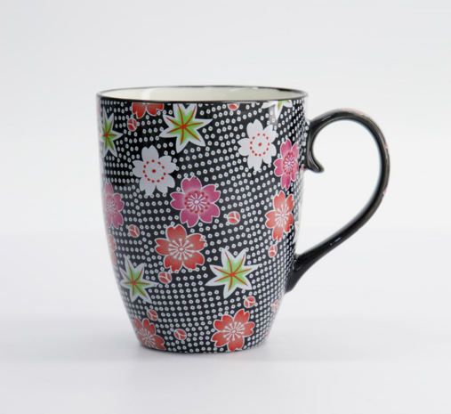 TOKYO DESIGN STUDIO - Kawaii Flower Mug W/Giftbox Black 8.5x10.2cm 300ml 21175 1/36