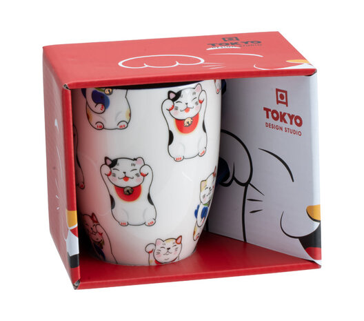 TOKYO DESIGN STUDIO - Kawaii Lucky Cat Mug W/Giftbox White Classic Cat 8.5x10.2cm 380ml 17619 1/36