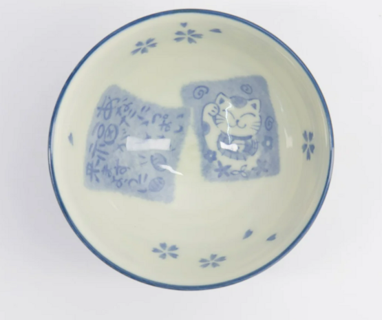 TOKYO DESIGN STUDIO - Kawaii Rice Bowls 11.2x6cm 300ml Bowl Cat Neko Blue HR54/BC 5/120