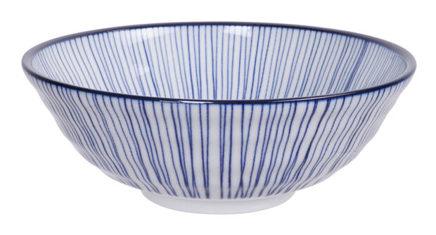 TOKYO DESIGN STUDIO - Nippon Blue Ramen Bowl 21x7.8cm 1000ml Lines TN-03/D 4/32