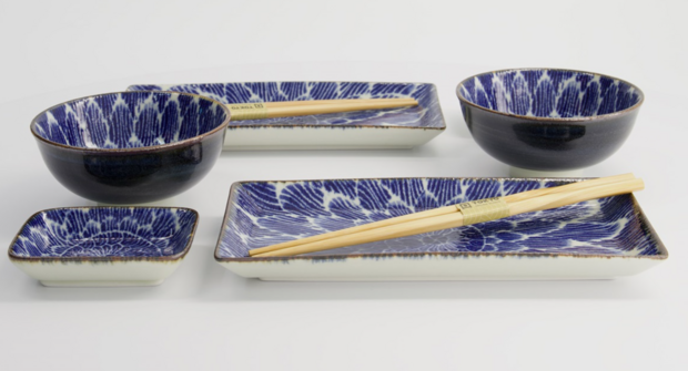 TOKYO DESIGN STUDIO - Sushi Giftset Ohuke Dahlia 8pcs w/chop 13A 22507 1/6