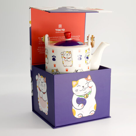 TOKYO DESIGN STUDIO - Kawaii Lucky Cat Tea Pot Giftset 0.8lt 1/12