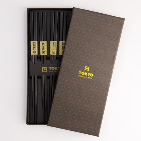 TOKYO DESIGN STUDIO - Chopstick Giftset/5 Square Black 8221 1/100