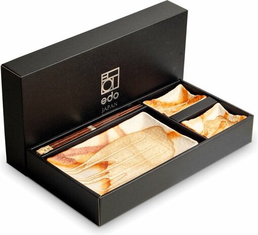 Edo Japan - Hanabi - Japans Sushi Servies Set - 6-Delig - 2 Persoons - sterke kwaliteit - gemaakt in Japan