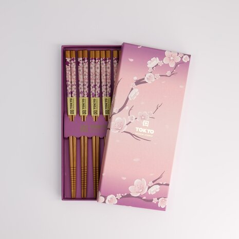 TOKYO DESIGN STUDIO - Chopstick Giftset/5 Purple Sakura 291A 21290 1/100