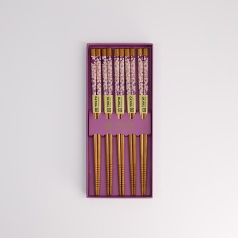 TOKYO DESIGN STUDIO - Chopstick Giftset/5 Purple Sakura 291A 21290 1/100