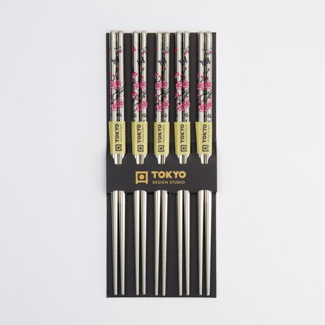 TOKYO DESIGN STUDIO - Chopstick Set/5 Stainless Steel Sakura ST-5 10/200