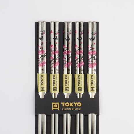 TOKYO DESIGN STUDIO - Chopstick Set/5 Stainless Steel Sakura ST-5 10/200