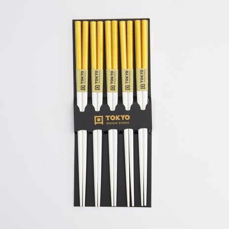 TOKYO DESIGN STUDIO - Chopstick Set/5 Gold & White 10/200