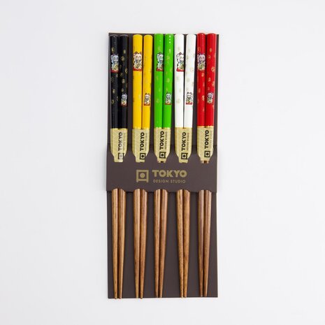 TOKYO DESIGN STUDIO - Chopstick Set/5 Lucky Cat A4-43 17909 10/200