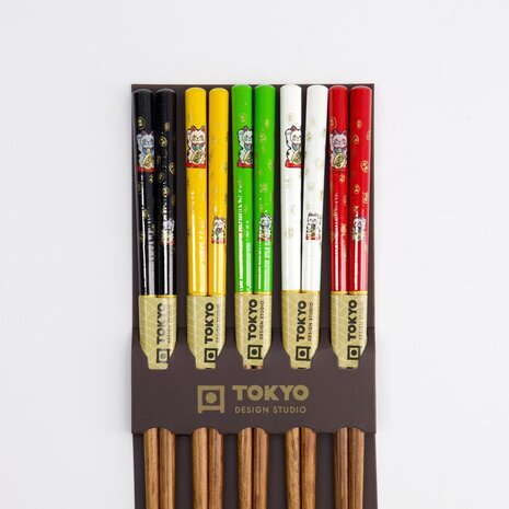 TOKYO DESIGN STUDIO - Chopstick Set/5 Lucky Cat A4-43 17909 10/200